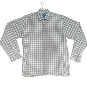 Egara Career Button Down Slim Fit 100% Cotton Shirt Men 2XLT Gray White Plaid